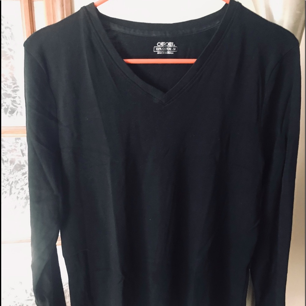 Black long sleeve shirt  v- neck size MED